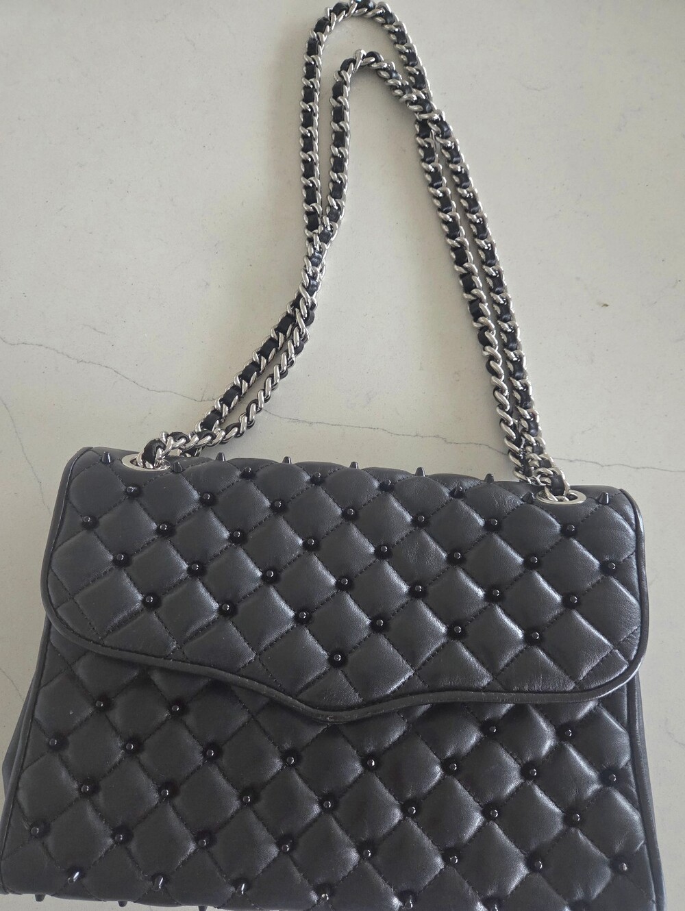 Rebecca Minkoff Quilted black purse with accented studs